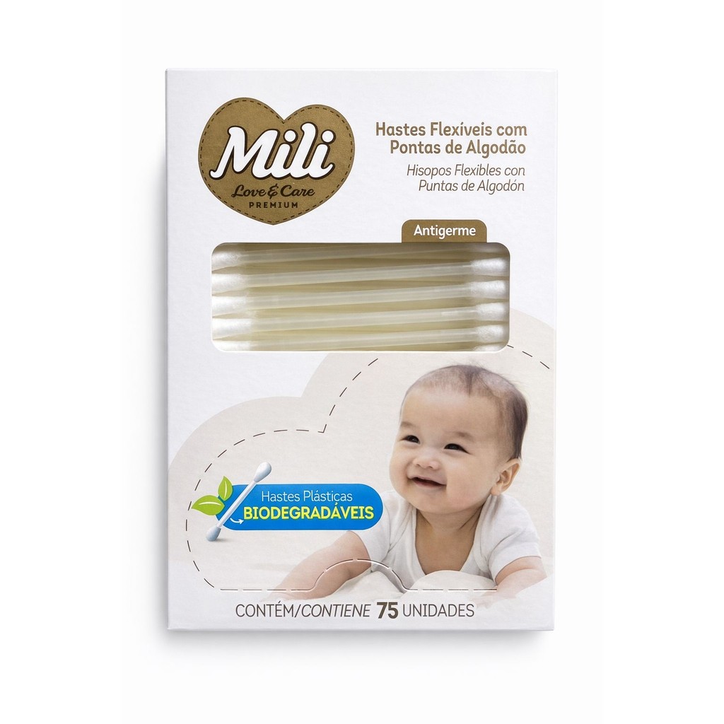 Hastes Flexiveis Cotonete Mili Love Care 75 Unidades