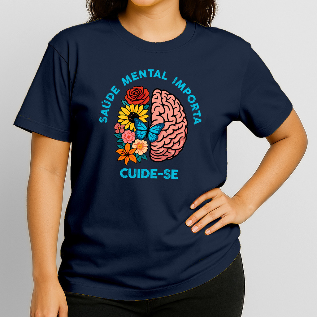 Camiseta Saúde Mental Cuide Se Cerebro Coração Terapia Calmaria Exercicios Camisa 100%ALGODÃO em Oferta na Shopee