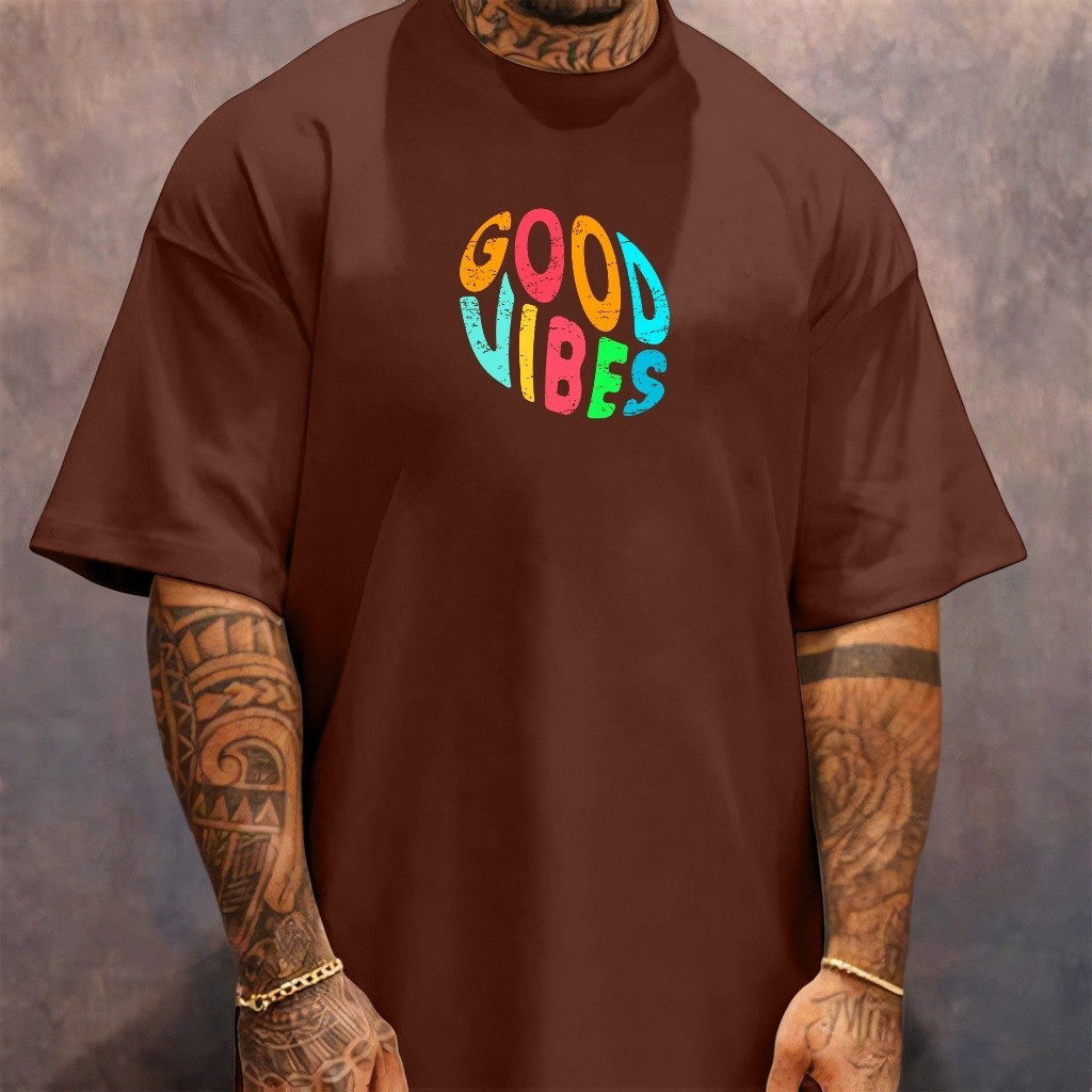 Camiseta Oversized Streetwear Masculina Estilosa Good Vibes 100% Algodão Paz Academia Treino