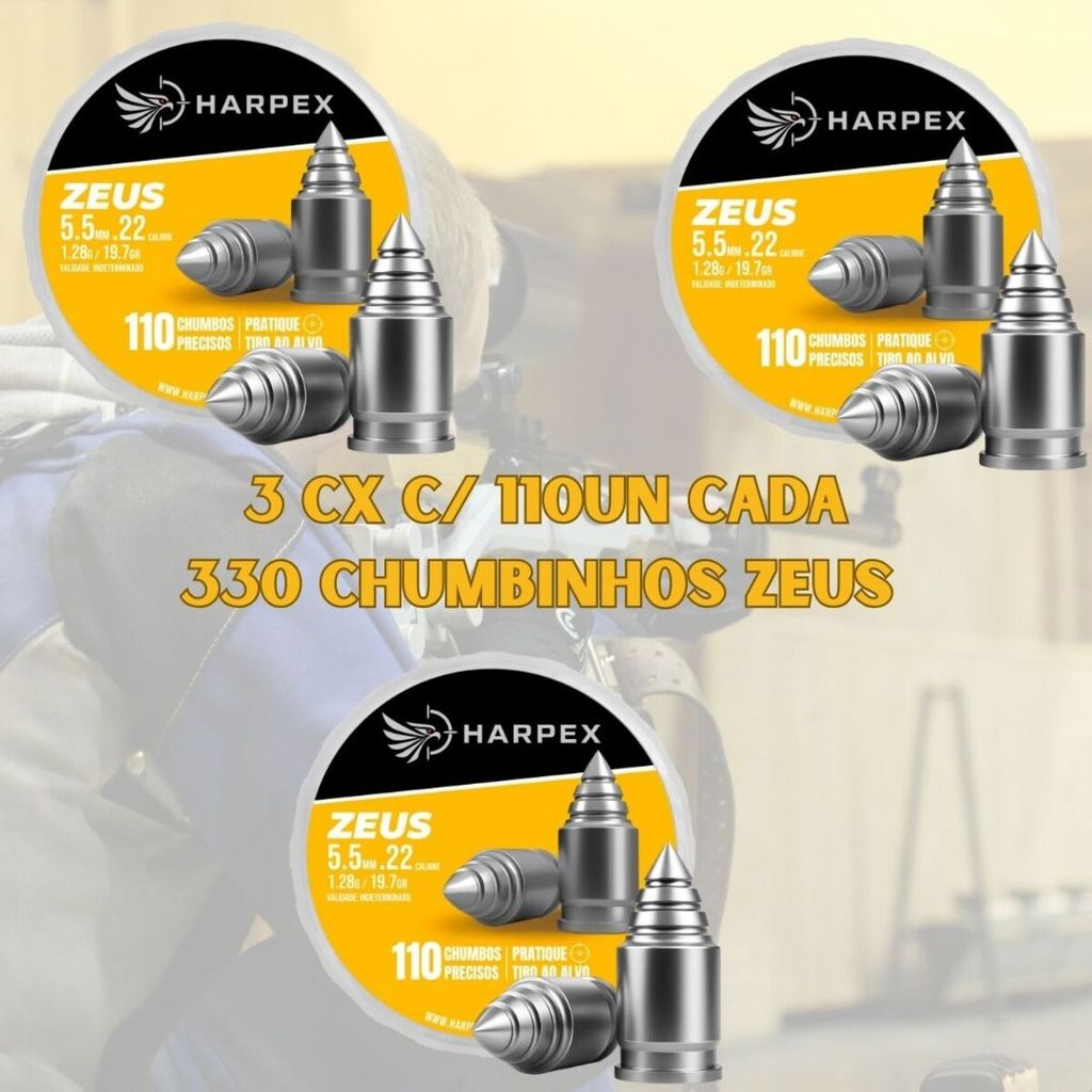 Kit 330 Chumbinhos Harpex Zeus 5.5mm 1,42g – Precisão para PCP/GR/Mola em Oferta na Shopee
