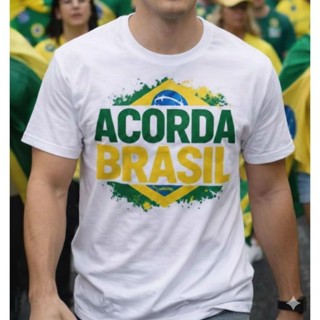 Camiseta Acorda Brasil Manifestações Camisa 100% Algodão Protestos Nacionalismo Bolsona em Oferta na Shopee
