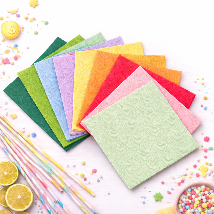 50 Unid Guardanapo De Papel Festa Decorado Colorido Descartável 20x20 Para Mesa De Festa