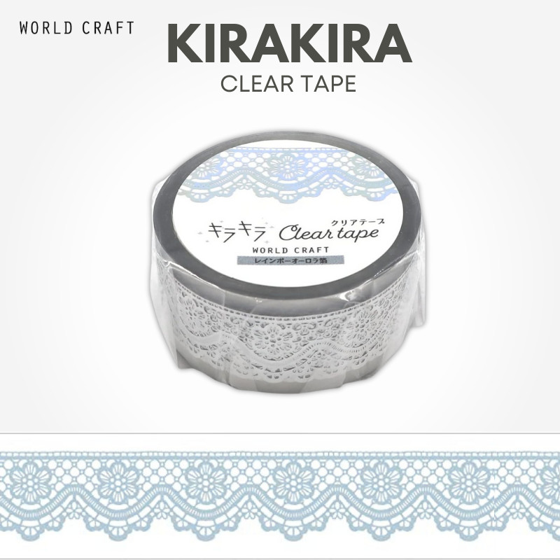 WORLD CRAFT KIRAKIRA Clear Tape - Rainbow Aurora Foil, Lace KCT20-015