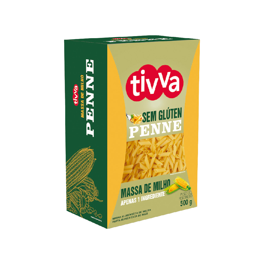Macarrão penne original sem glúten 500g tivva massa de milho