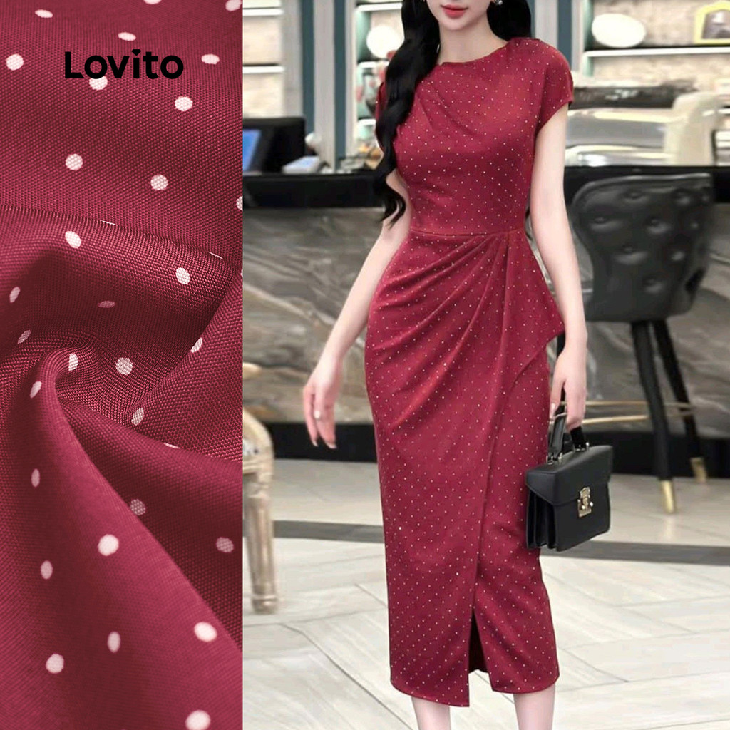 Lovito Vestido Elegante De Festa Assimétrico Vermelho Para Primavera/verão L157LD360 em Oferta na Shopee