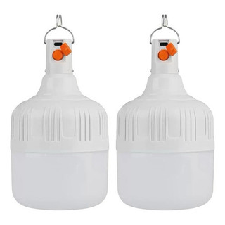 Kit 2 Lâmpada Led Bulbo 20w Camping Usb De Emergência Forte