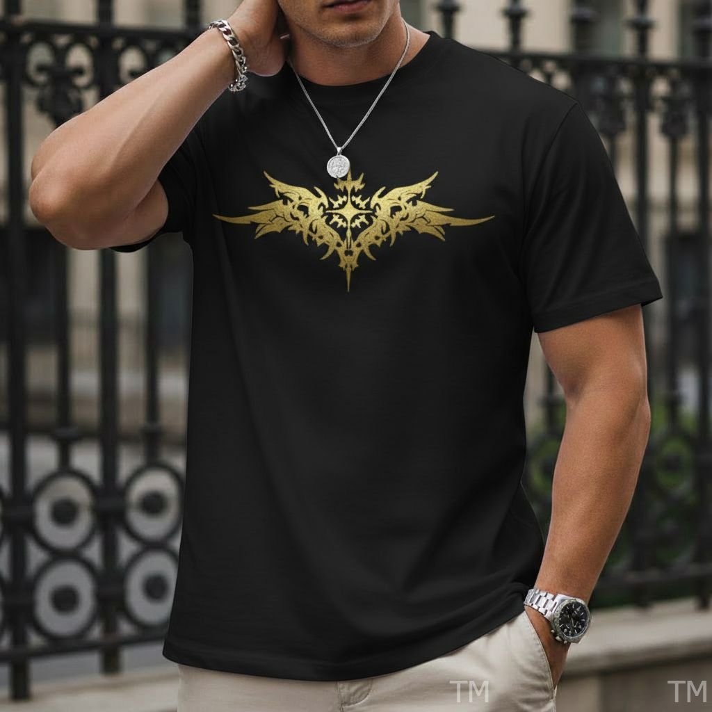 Camiseta Básica Estilosa Masculina Estampada Asas Dourado Street Malha Respirável Academia