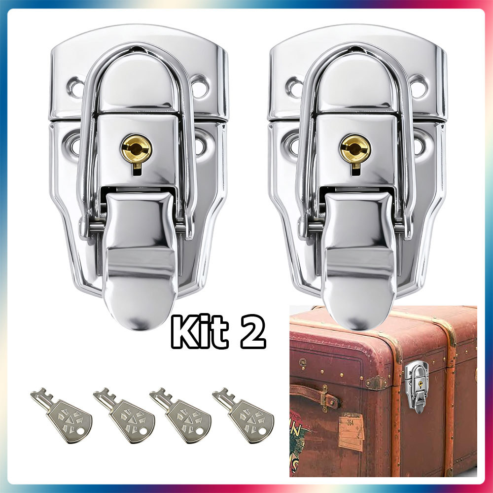 Kit 2 Fivela de fecho fechadura tipo bico de pato para caixas de madeira/caixas de vinho caixas de ferramentas Prata