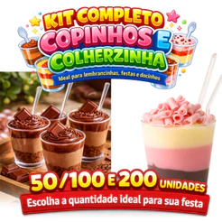 Kit Copinhos de Brigadeiro com Colherzinha Acrílico Docinho Doce MIni Mousse Lembrancinha Festa