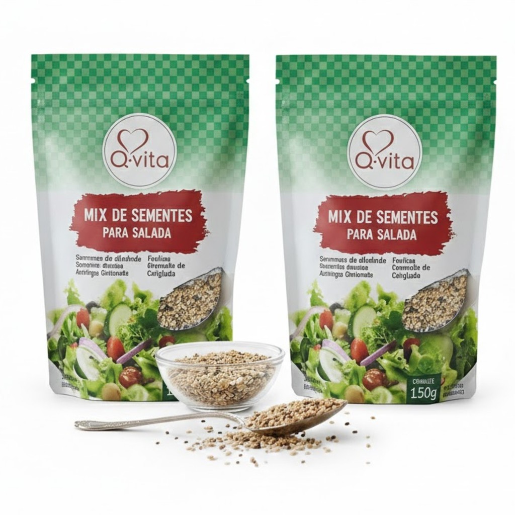Kit 2 Mix de Sementes p/ Salada Q-VITA 150g – Sem Glúten