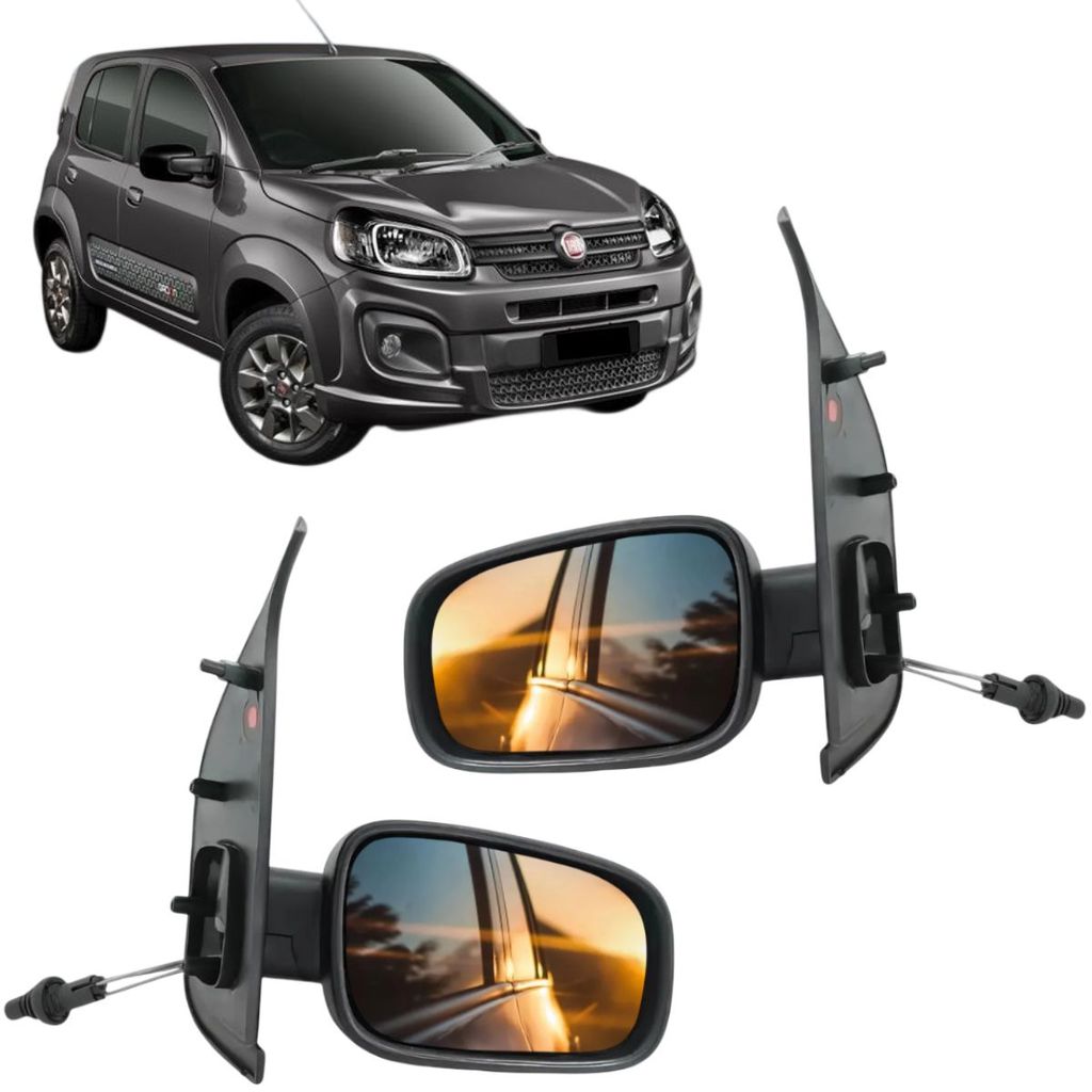 Par Espelho Retrovisor Uno Way Sporting Vivace Attractive Drive 2011 2012 2013 2014 2015 2016 2017 com controle 4 portas