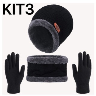 Touca de Frio Forrada + Gola Forrada + Luva normal - Masculina e Feminina Kit Inverno