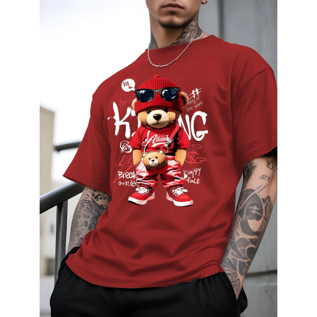 Camiseta Basica Masculina Urso King Camisa T- Shirts Estampada Tecido Premium Camiseta 100% Algodão