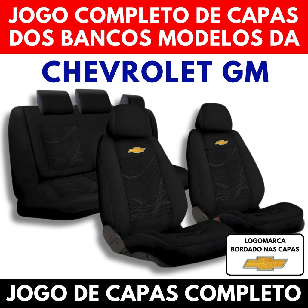 Jogo Capa Banco Carro Automotivo Modelos Chevrolet GM Tecido Grosso Ônix, Cruze, Tracker, Corsa