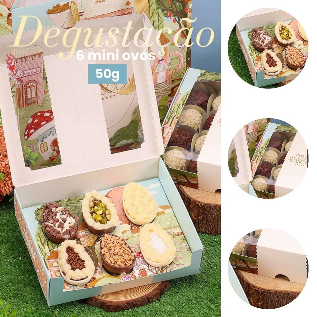 10 CAIXA DEGUSTAÇÃO P/ 6 MINI OVOS 50G OU 20 DOCES VILA ENCANTADA 5502 ( PASCOA JANGO 2026 ) em Oferta na Shopee