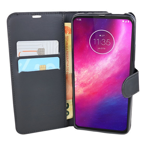 Capa Carteira Flip Cover Para Moto One Hyper Com Fecho Magnético