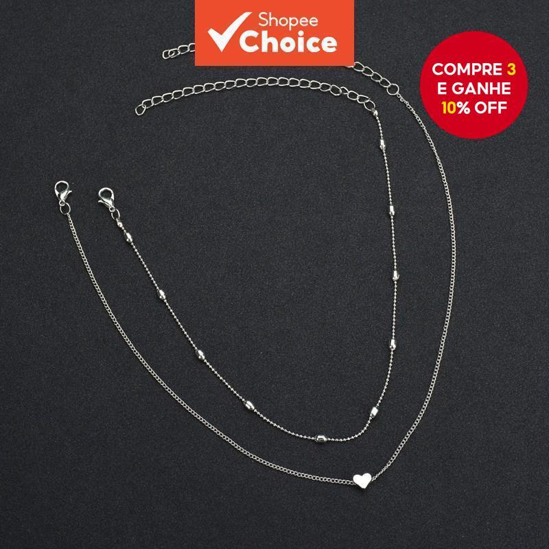 Colar De Coração De Camada Dupla Com Pingente De Cobre De Pérola De Imitação De Joia Elegante Presente Para Mulheres