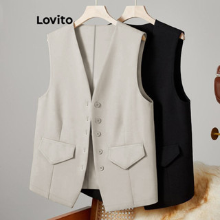 Lovito Regata Casual De Verão Com Botão Frontal E Ombro Frio Para Mulheres LNE52456 em Oferta na Shopee