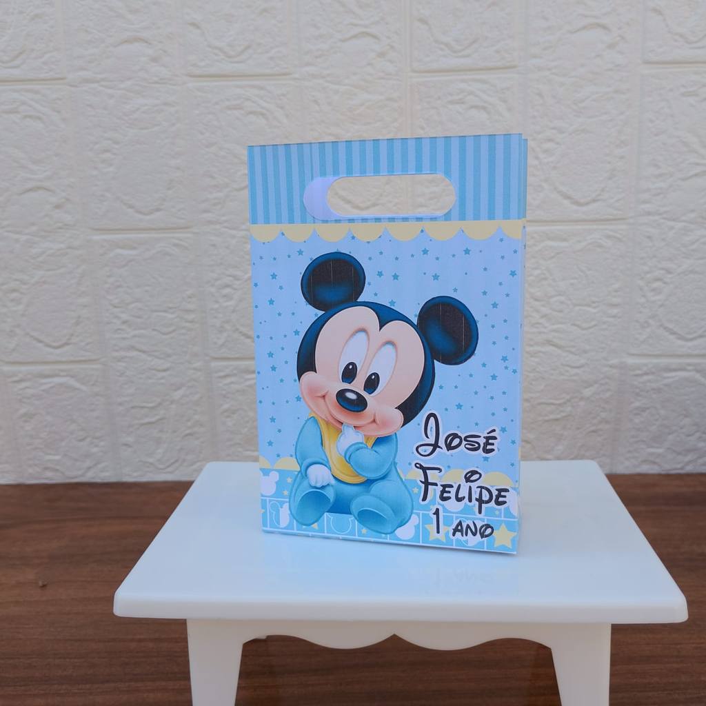PEGUE E MONTEFESTA ANIVERSARIO  Lembrancinha Sacolinha PP Personalizada Boca de Palhaço MICKEY BABY