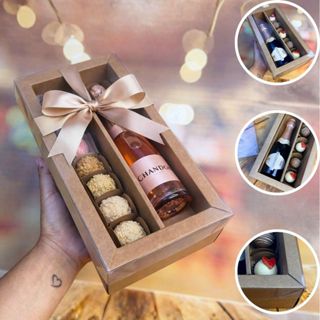 5 CAIXA MINI GARRAFA + DOCES MOLDURA TAMPA ACETATO KRAFT (YIN) P0324 em Oferta na Shopee
