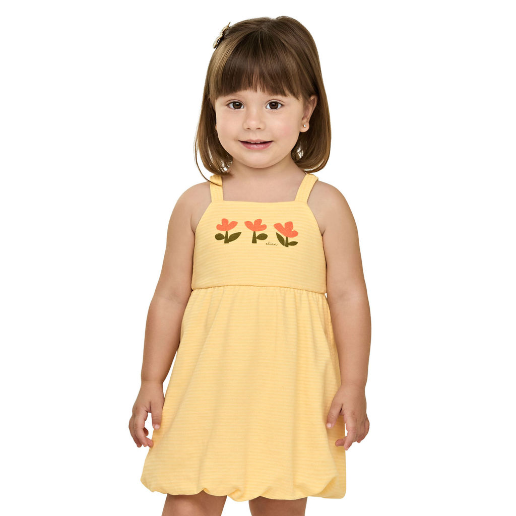 Vestido Balonê Infantil Menina Floral Elian Amarelo