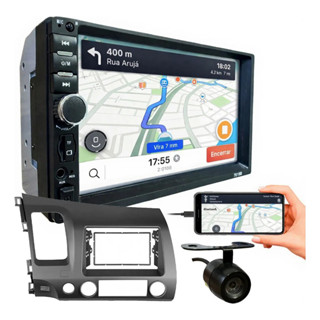 KIT CENTRAL MULTIMIDIA MP5 7 POL CÂMERA DE RÉ HONDA CIVIC 2007 A 2011 em Oferta na Shopee