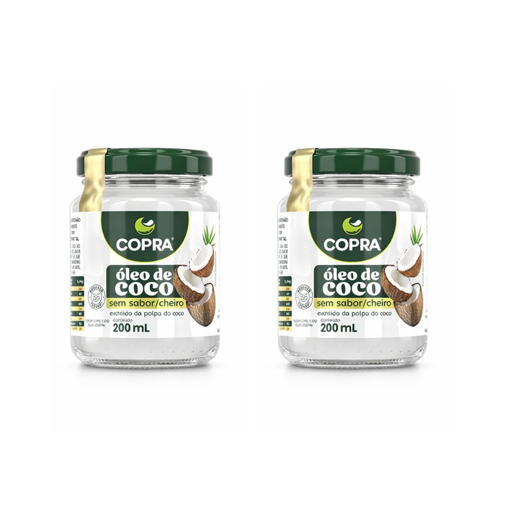 Kit 2 Óleos de Coco 200ml Sem Sabor e Cheiro Copra