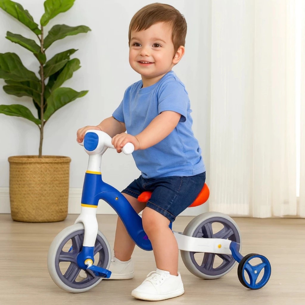 Bicicleta Infantil Azul Motinha Andador Passeio Veículo Transporte Presente Criança Diversão