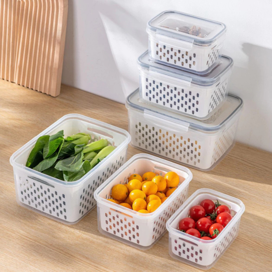Kit 3 Potes Organizadores Herméticos Vedação Segura para Alimentos na Geladeira