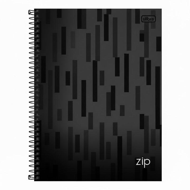 Caderno Espiral Universitário Zip Listras 10 Matérias Preto - Tilibra