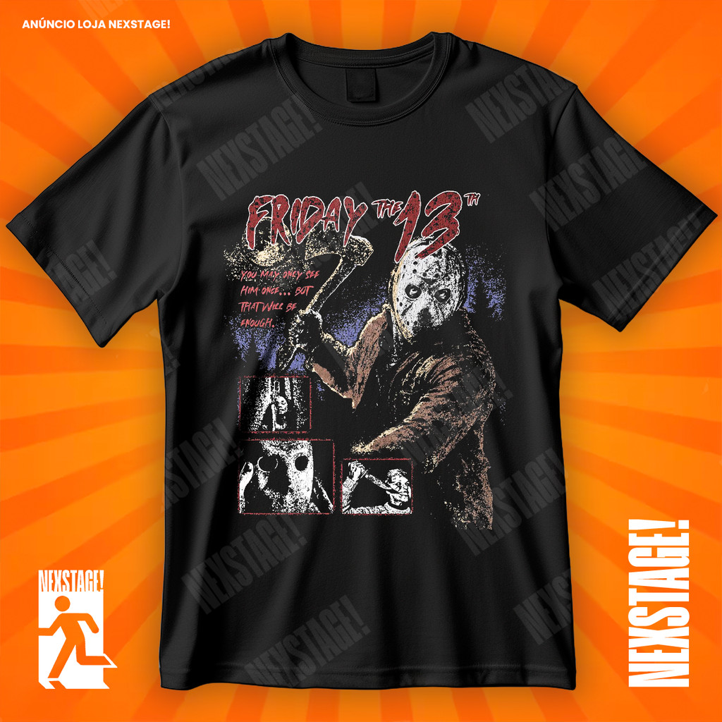 Camiseta Sexta Feira 13 Friday The 13th Jason Blusa Jogo Filme Geek Style Camisa 100% Algodão Adulto Plus Size Infantil