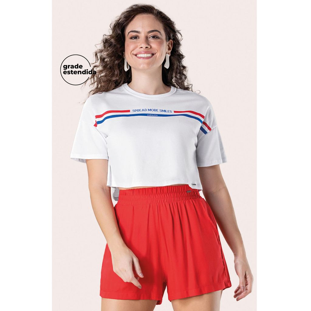 Short Feminino Cós Alto com Bolso Marialícia Vermelho em Oferta na Shopee
