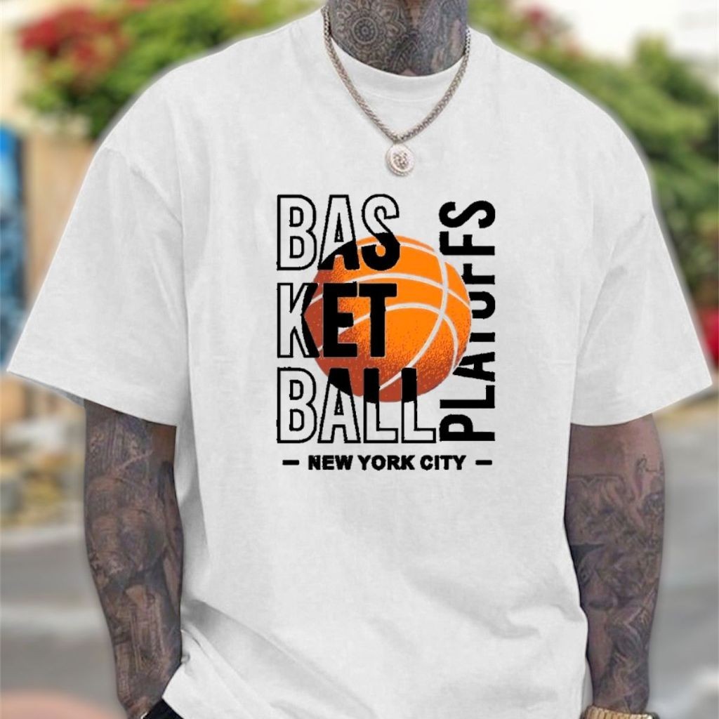 Camiseta Camisa Premium em Algodão 30.1 Linda  Camisa Masculina Confortável Streetwear Estampada Basquete New York City 