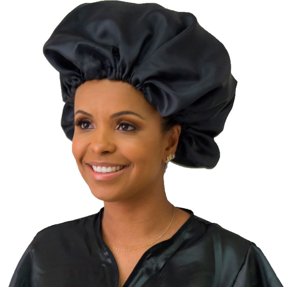 Touca de Cetim Ntflex Preto 1 Unidade em Oferta na Shopee