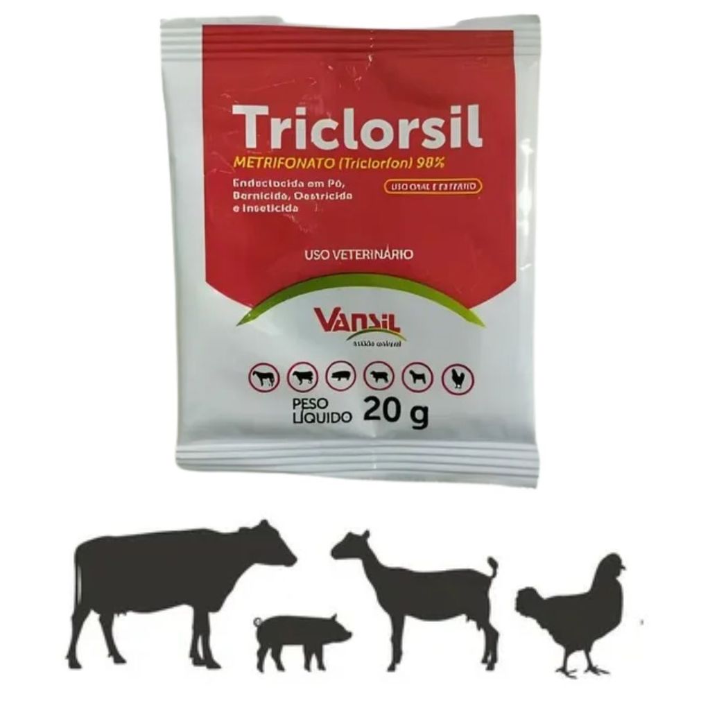 Triclorsil Antiparasitário Em Pó Triclorfon Sachê 20g Vansil em Oferta na Shopee