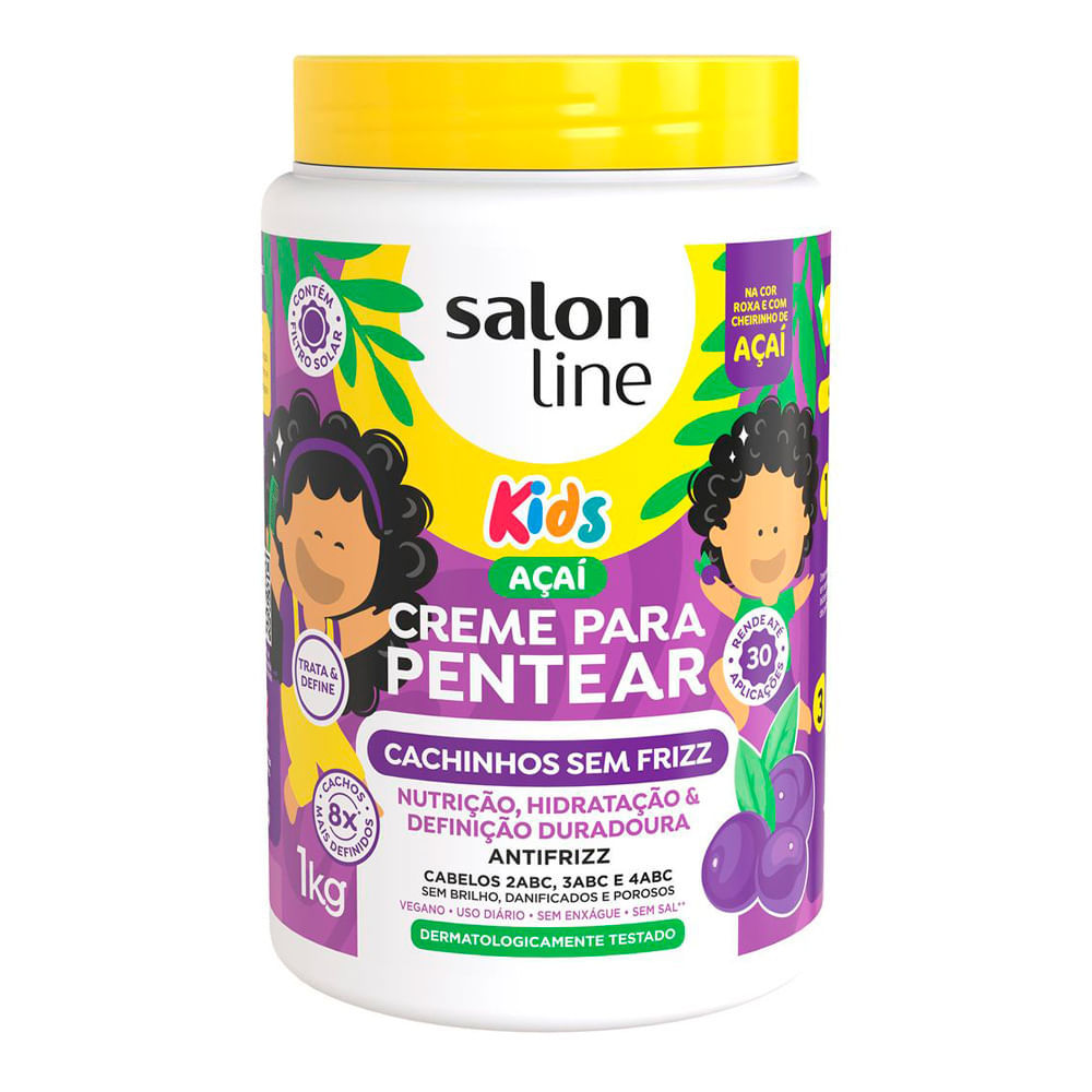 Creme para Pentear Salon Line Kids Açaí Cachinhos Sem Frizz 1kg