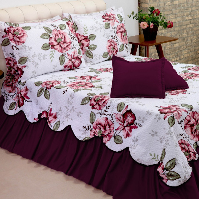 KIT Cobre Leito Colcha Belize Luxo Premium - Queen Size - 05 Peças ~