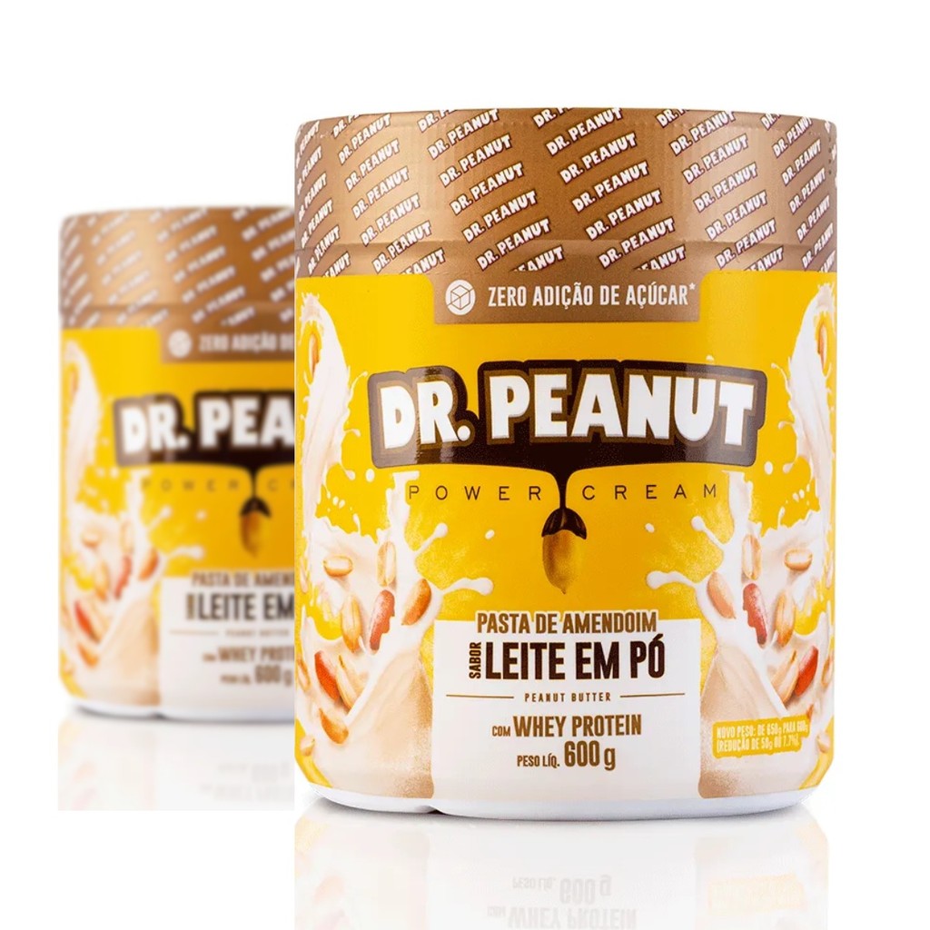 Kit 2x Pasta De Amendoim Com Whey Protein 600g Dr Peanut SABOR:LEITE EM PÓ em Oferta na Shopee
