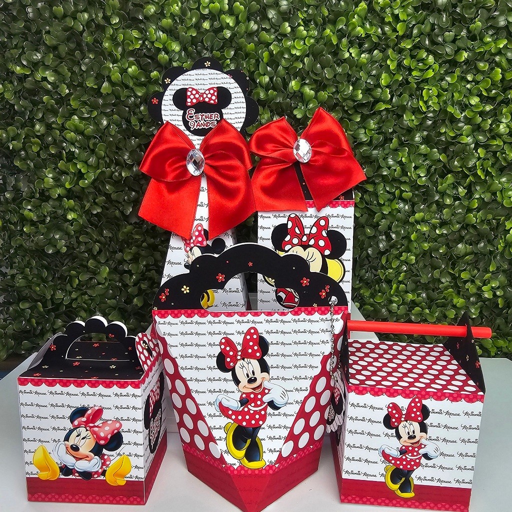 Kit Caixa Montada MINNIE VERMELHA - Personalizados - Festa infantil - Aniversário - Lembrancinha
