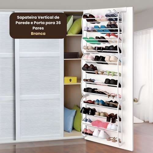 Sapateira Vertical Moderna Porta Organizador Penduravel 36 Pares Economize Espaco Praticidade