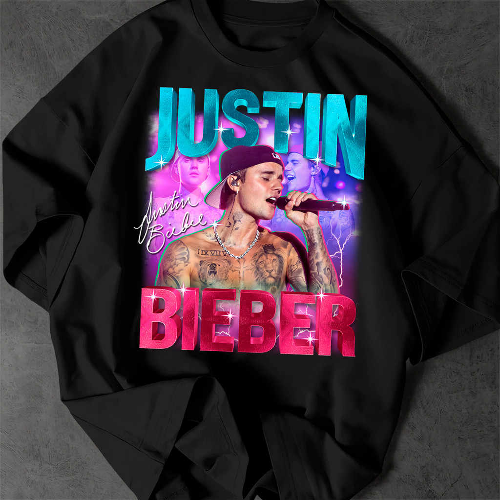 Camiseta Bootleg Justin Bieber Camisa Belieber 100% Algodão Streetwear Y2K Estilo anos 2000 Premium