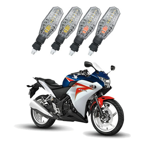 Kit 4 Setas Led Diant/traseir Honda Cbr 250r 2010 2011 2012 Preto