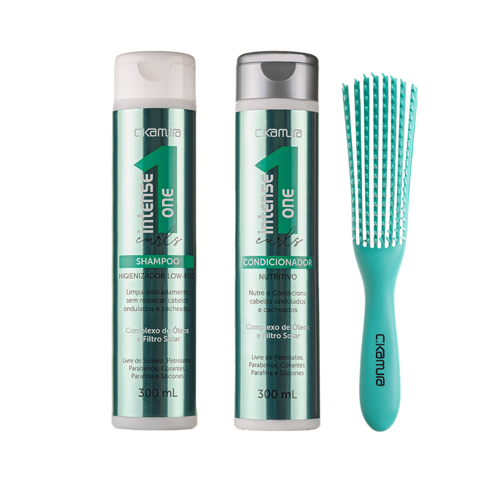 Imagem Kit C.Kamura Curls com Shampoo, Condicionador e Escova Polvo