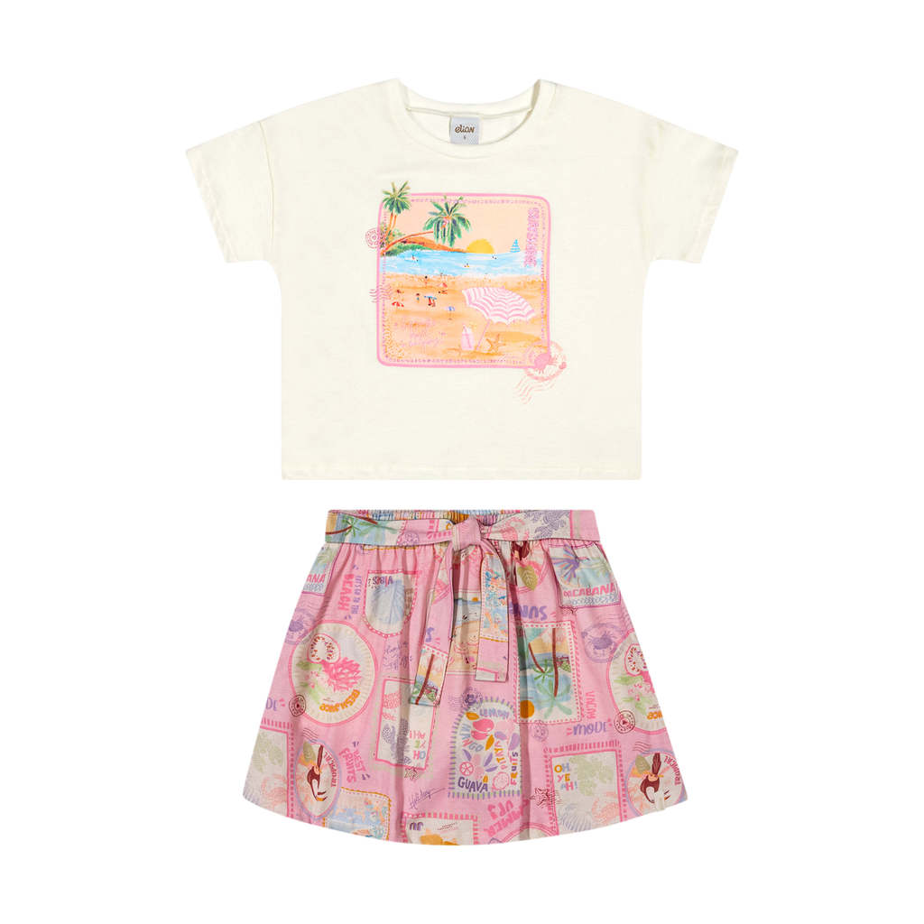 Conjunto Infantil Menina Brilho Stamp Elian Bege