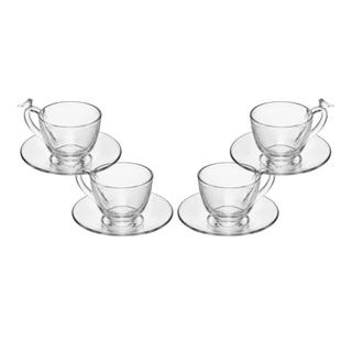 4 Xícaras de Chá Wolff Bird de Cristal com Pires 180ml