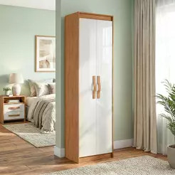 Armário Multiuso Sapateira 2 Portas Davi Amêndoa Clean/Branco