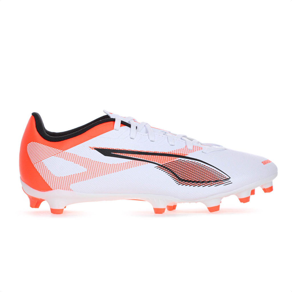 Chuteira Puma Campo Ultra 5 Play FG/AG Branco Laranja e Preto - Masculino