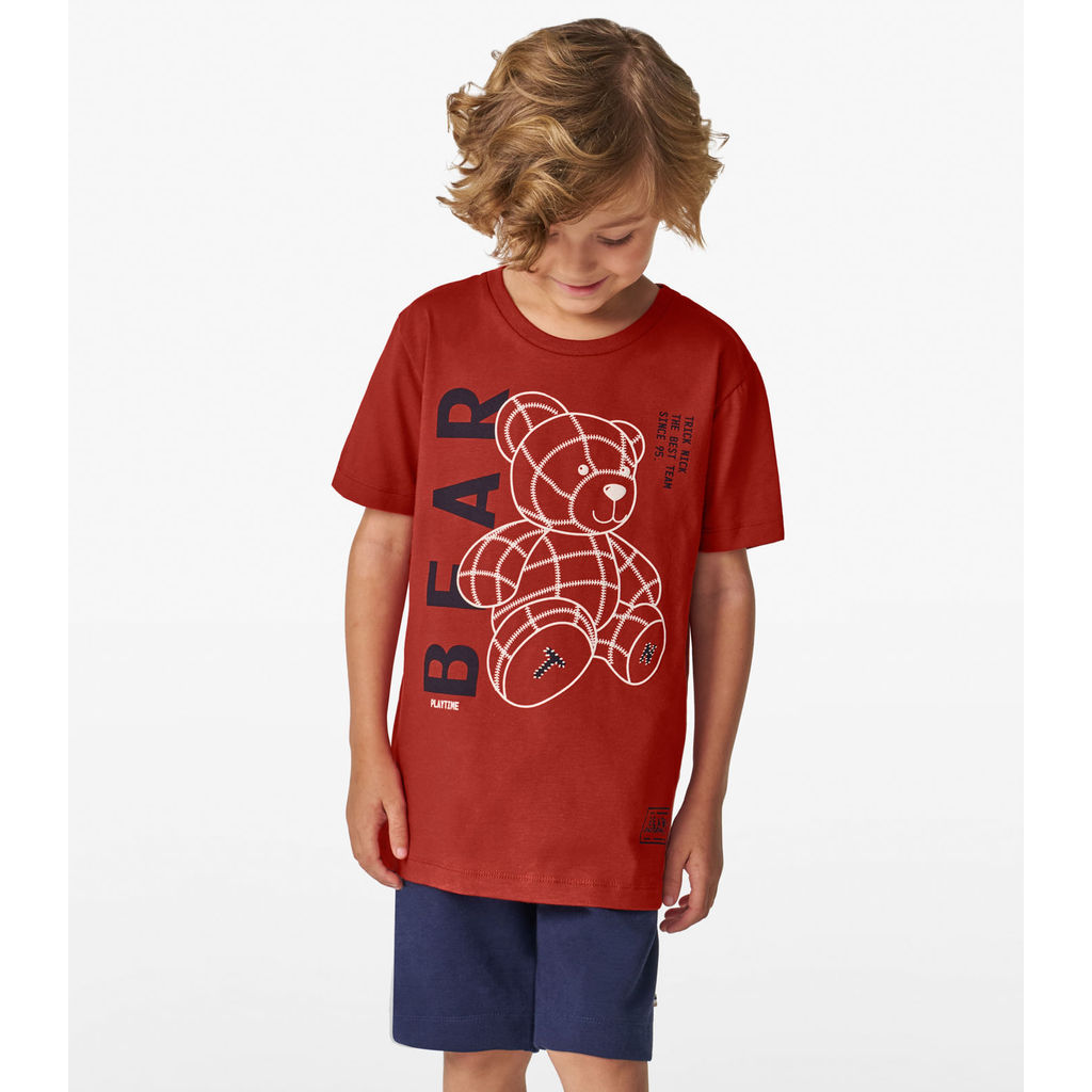 Camiseta Menino em Cotton Leve Trick Nick Laranja