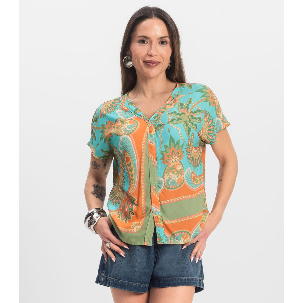 Blusa Feminina Estampada Infinita Cor Verde em Oferta na Shopee