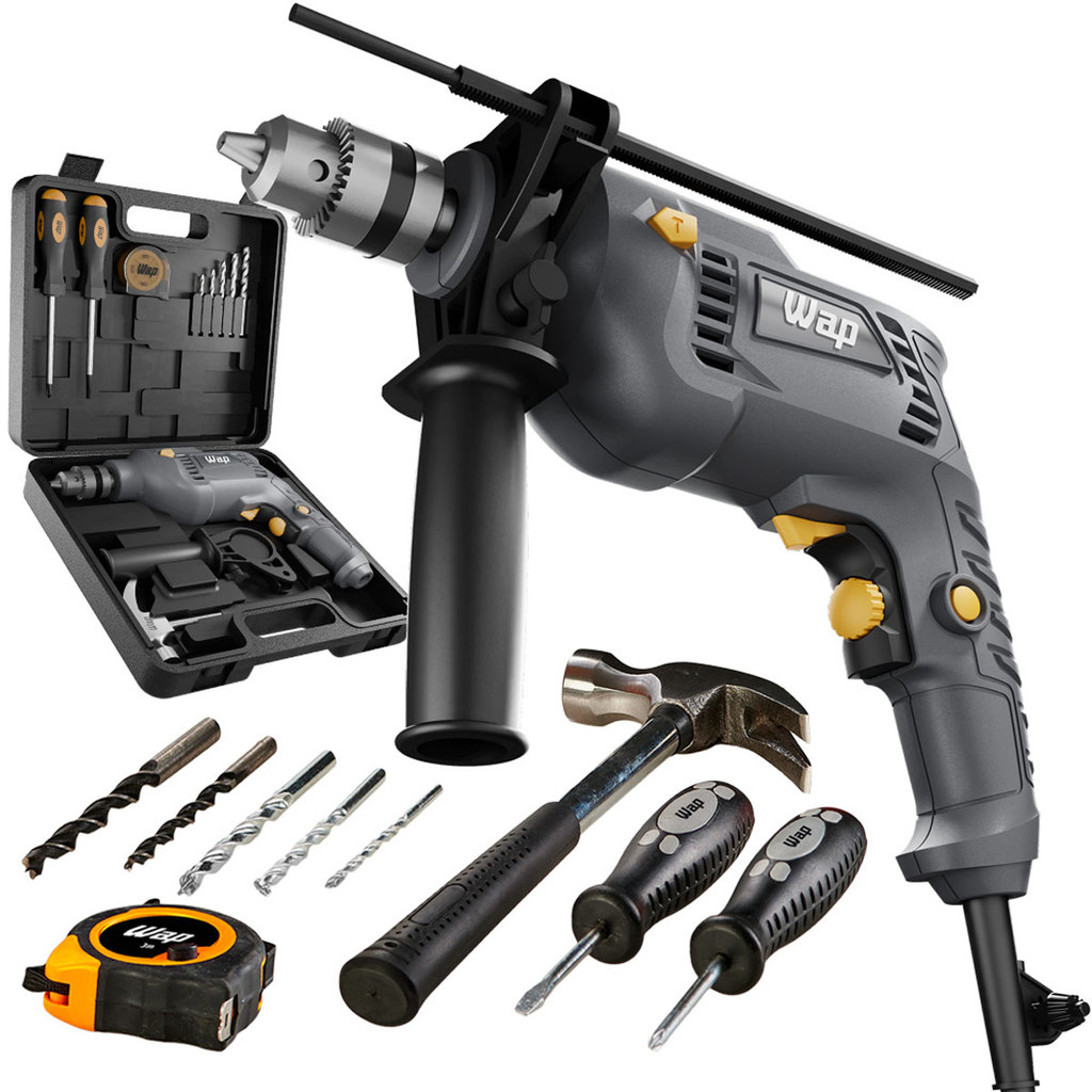 Parafusadeira e Furadeira de Impacto WF 700K10 Mandril de 3/8" WAP Potência de 700W + Maleta